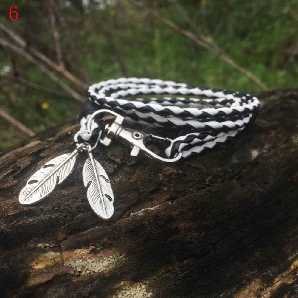 Leather Wrap Braided Wristband Bracelet Bangle - Picture 4 of 4